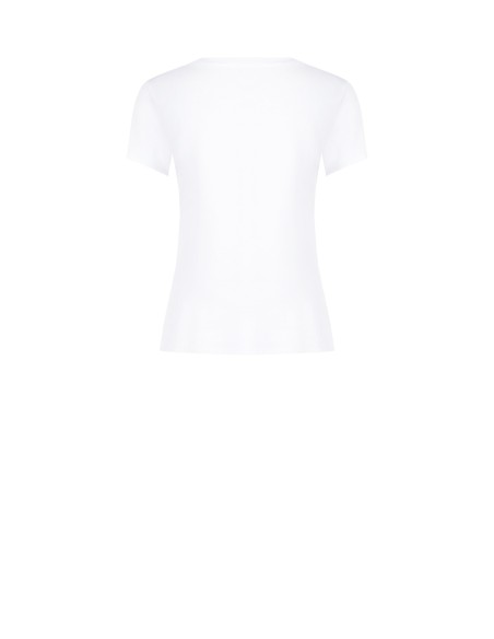 Regular T-shirt van katoenmix met navykleurige print en strass-steentjes van Rinascimento