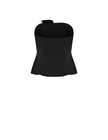 Curvy peplumtop van scuba-crêpe met satijnen revers – Rinascimento Curvy