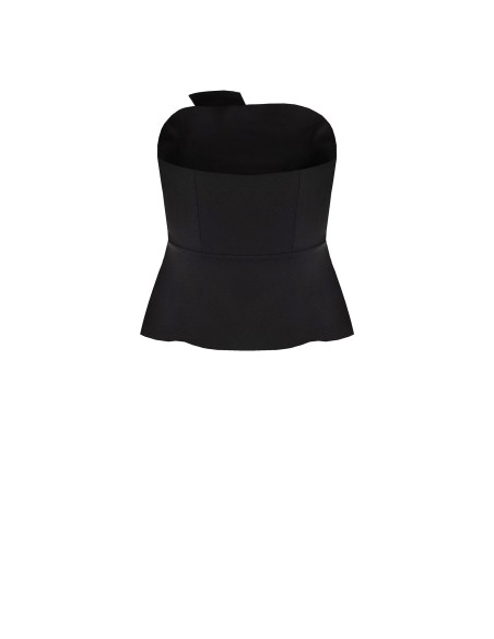 Curvy peplumtop van scuba-crêpe met satijnen revers – Rinascimento Curvy
