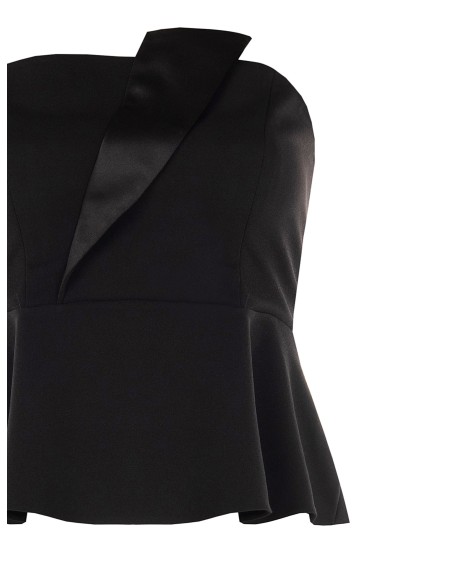 Curvy peplumtop van scuba-crêpe met satijnen revers – Rinascimento Curvy