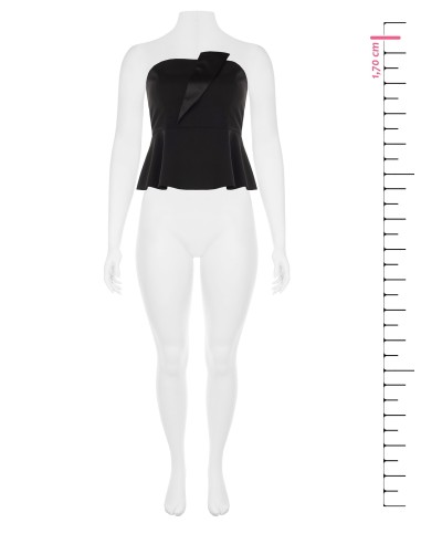 Curvy peplumtop van scuba-crêpe met satijnen revers – Rinascimento Curvy