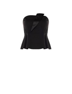 Curvy peplumtop van scuba-crêpe met satijnen revers – Rinascimento Curvy