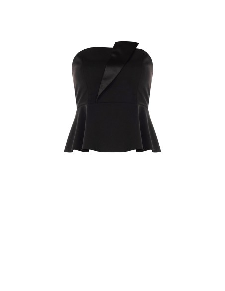 Curvy peplumtop van scuba-crêpe met satijnen revers – Rinascimento Curvy