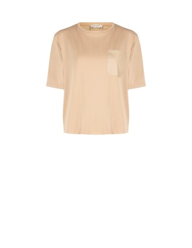 Ruime blouse van jersey aan de voorkant en katoen aan de achterkant met borstzakje Rinascimento