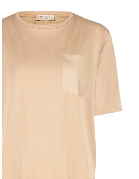 Ruime blouse van jersey aan de voorkant en katoen aan de achterkant met borstzakje Rinascimento