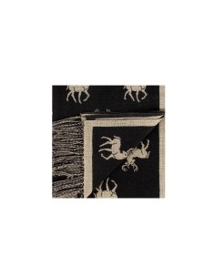 Jacquard sjaal met hertenmotief en franjes van Rinascimento
