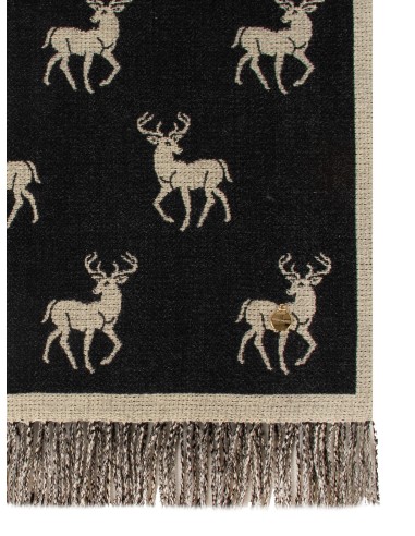 Jacquard sjaal met hertenmotief en franjes van Rinascimento