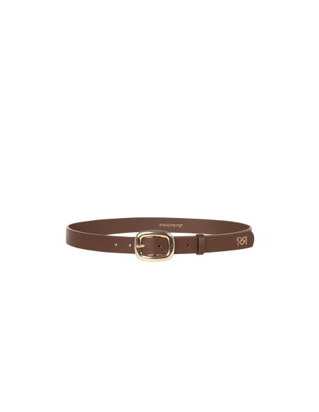 Smalle riem van glad imitatieleer met RR Rinascimento-logo