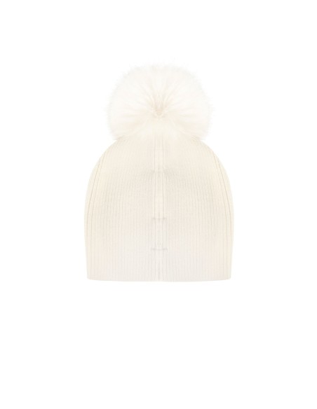 Muts van een viscose-angoramix met lurexdecoratie en een pompon van synthetische bont, Rinascimento