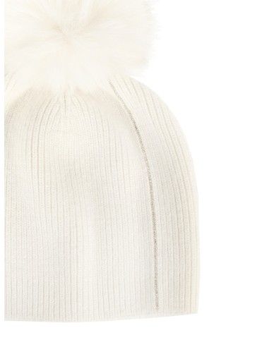 Muts van een viscose-angoramix met lurexdecoratie en een pompon van synthetische bont, Rinascimento