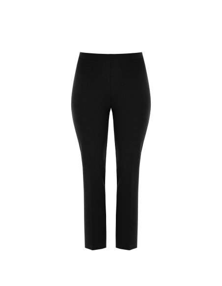Rechte curvy broek van scuba-crêpe met elastische tailleband achteraan – Rinascimento Curvy