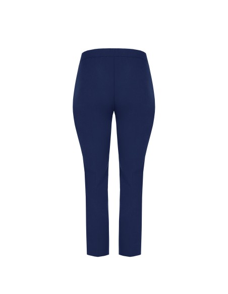 Rechte curvy broek van scuba-crêpe met elastische tailleband achteraan – Rinascimento Curvy