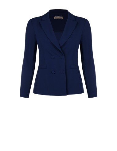 Getailleerde curvy blazer van scuba-crêpe met bijpassende knopen, Rinascimento Curvy