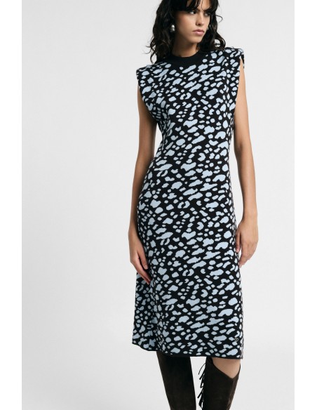 Mouwloze midi-jurk met abstracte print Please