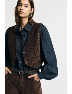 Korte gilet met dierenprint en knopen aan de voorkant Please