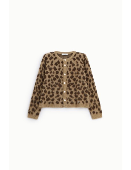 Kort vest met luipaardprint en knopen Please