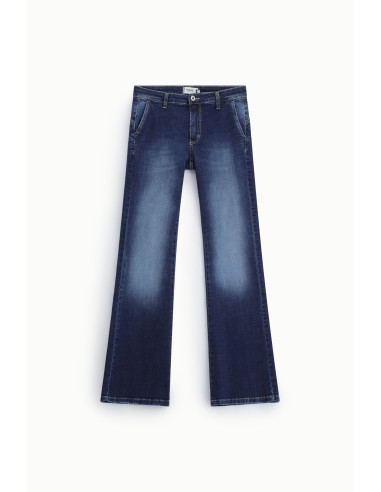 Flare-fitjeans met wijde pijpen en zichtbare naden, alstublieft