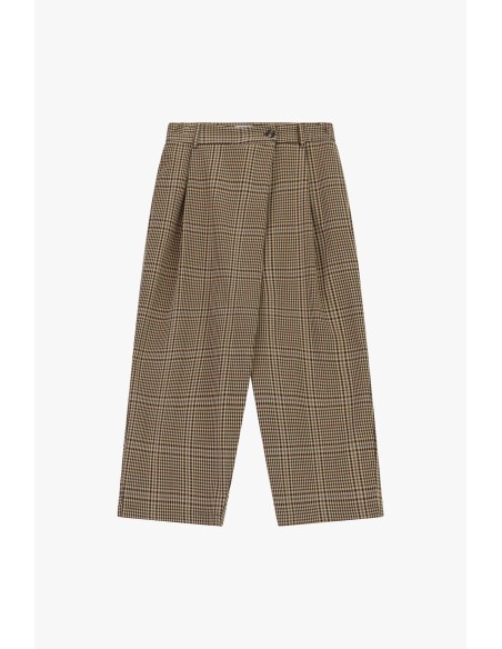 Wijde geruite broek met plooien aan de voorkant Please