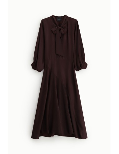 Dixie midi-jurk met lange mouwen en strik