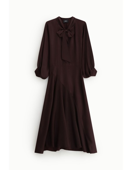 Dixie midi-jurk met lange mouwen en strik