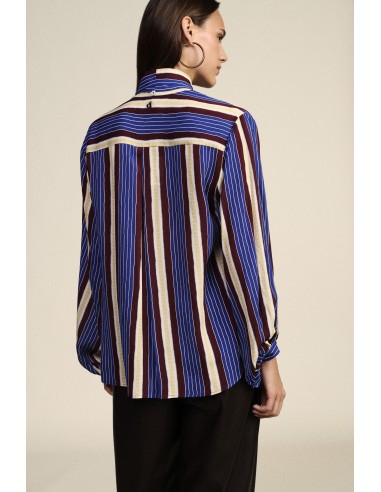 Gestreepte blouse met strik, gerimpelde kraag en manchetten Dixie