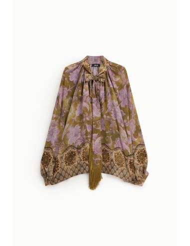 Ruime blouse met bloemenprint, strik en franjes van Dixie