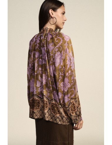 Ruime blouse met bloemenprint, strik en franjes van Dixie