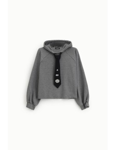 Hoodie met aangebrachte decoratieve stropdas Dixie 2
