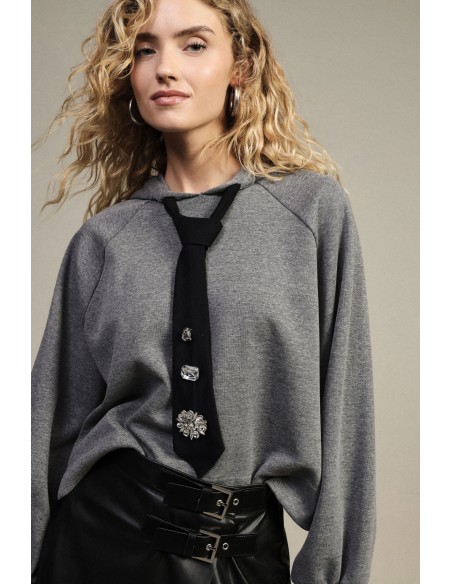 Hoodie met aangebrachte decoratieve stropdas Dixie