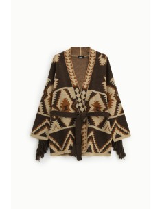 Dixie Vestigrafisch vest met ceintuur en franjes 2