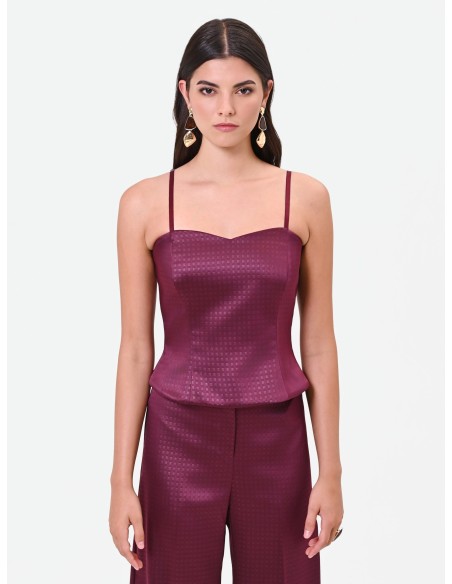 Crop-top bustier van jacquardsatijn van Rinascimento