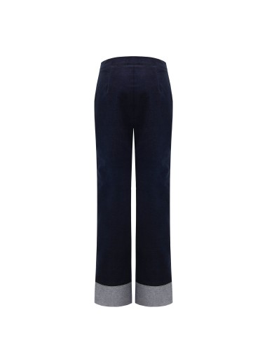 Wijde veloursbroek met maxi-denimomslagen van Rinascimento