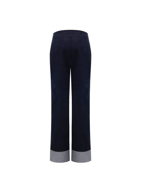 Wijde veloursbroek met maxi-denimomslagen van Rinascimento