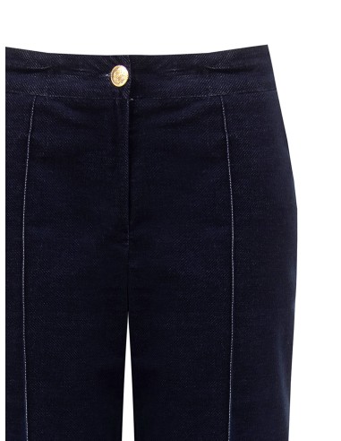 Wijde veloursbroek met maxi-denimomslagen van Rinascimento