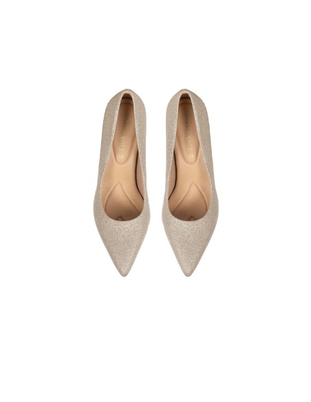 Glitter-stiletto pumps met middelhoge metalen hak Rinascimento