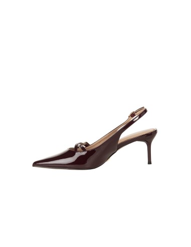 Slingback met spitse neus van glanzend lakleer met gekruiste bandjes Rinascimento