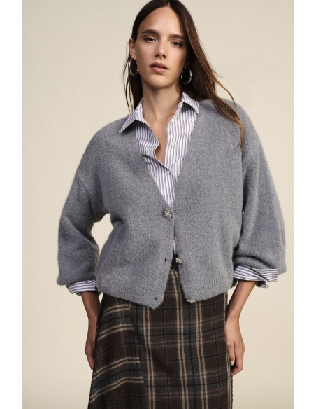 Dixie-vest met juweelknopen en wijde mouwen