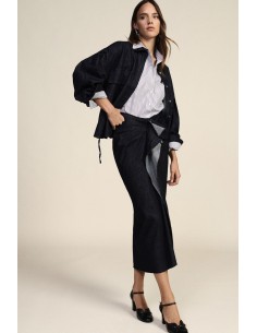 Dixie asymmetrische midi-rok met knoop aan de voorkant