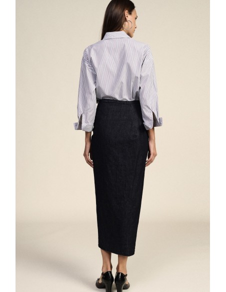 Dixie asymmetrische midi-rok met knoop aan de voorkant