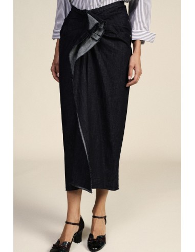 Dixie asymmetrische midi-rok met knoop aan de voorkant