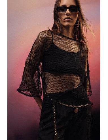 Mesh top met wijde mouwen en ondertop Dixie