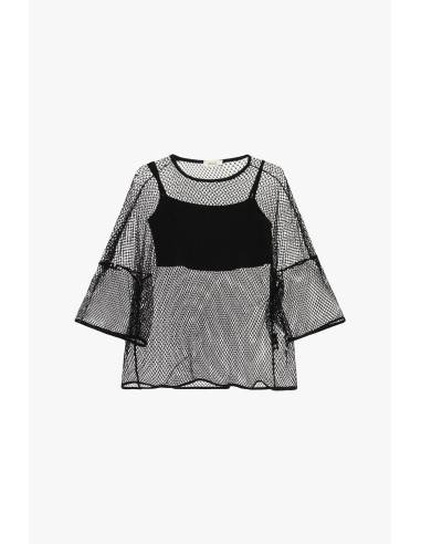Mesh top met wijde mouwen en ondertop Dixie