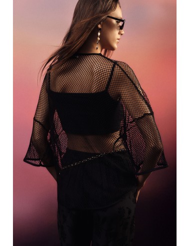 Mesh top met wijde mouwen en ondertop Dixie