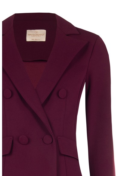 Getailleerde korte blazer met dubbele rij knopen van scuba-crêpe met bijpassende knopen van Rinascimento