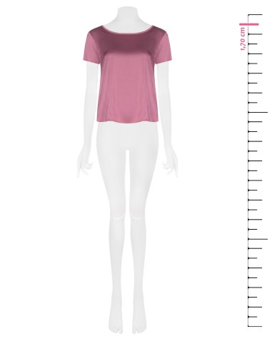 Vloeiende satijnen blouse met korte mouwen en ronde hals van Rinascimento