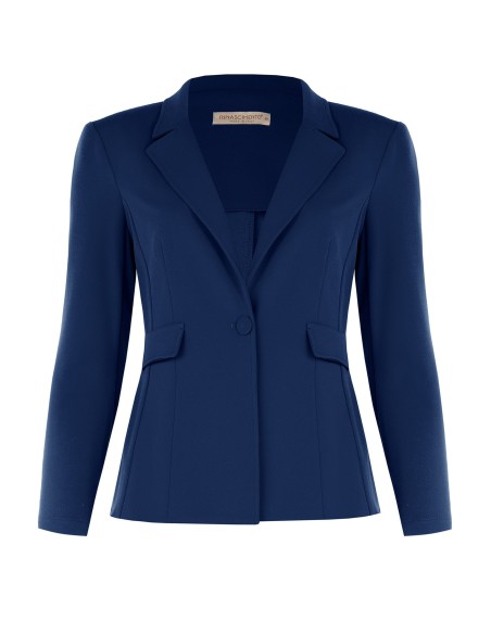 Getailleerde curvy blazer van scuba-crêpe met bijpassende knoop – Rinascimento Curvy