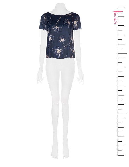 Ruime, soepelvallende satijnen blouse met grote bloemenprint van Rinascimento