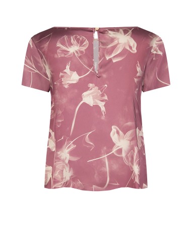 Ruime, soepelvallende satijnen blouse met grote bloemenprint van Rinascimento
