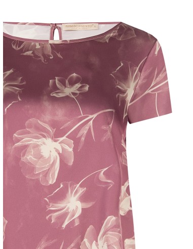 Ruime, soepelvallende satijnen blouse met grote bloemenprint van Rinascimento