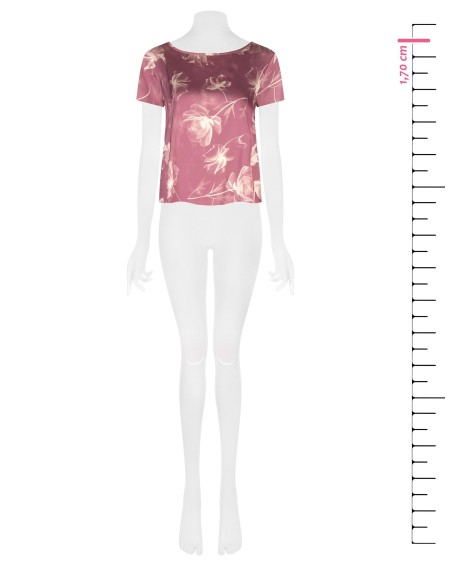 Ruime, soepelvallende satijnen blouse met grote bloemenprint van Rinascimento